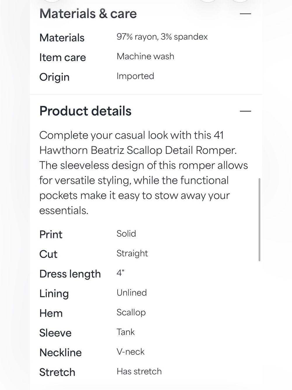 Women's Navy Scallop Neck Sleeveless Romper - Picture 4 of 4